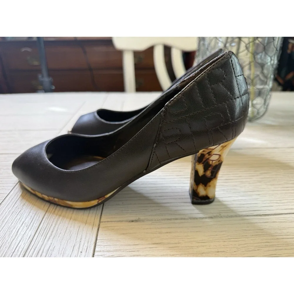 Brown Leather Peep Toe 3